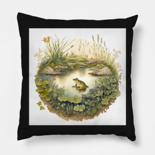 Watercolor Frog Pond Pillow