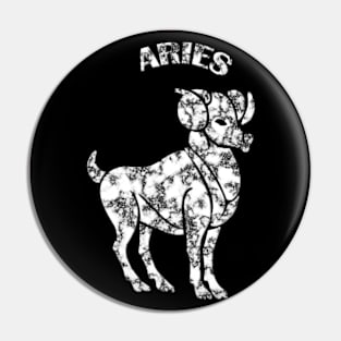 Aries Astrology Zodiac Sign - Aries  Ram Astrology Birthday Gifts Ideas - Black and White Marble Pin