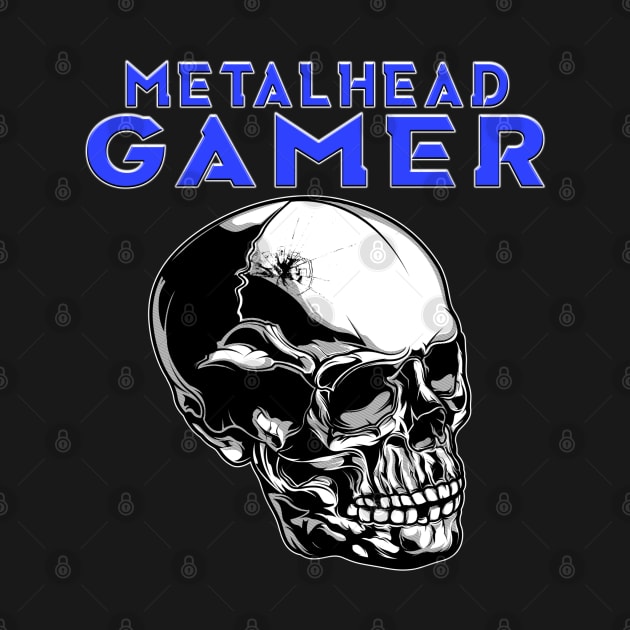 Metalhead Gamer Full Skull Blue by Shawnsonart