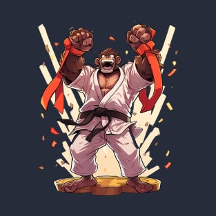 Black belt martial art monkey fighter T-Shirt