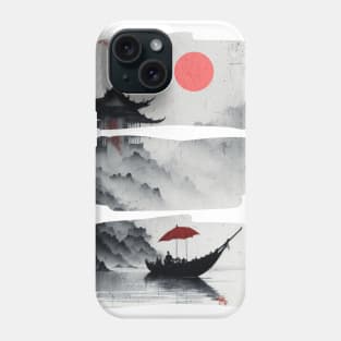 Boat and Red Sun Phone Case