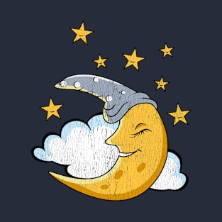 Moon Cloud Stars In Sky Grunge T-Shirt