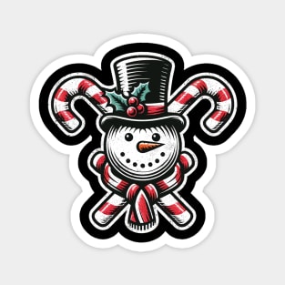 Candy Cane Cheer - snowman with Top Hat design Magnet