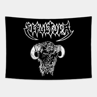 GOAT DRAWING WITH TEXT WHITE Premium Tapestry