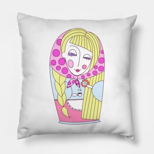 Matryoshka doll blonde Pillow