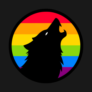 LGBTQ Pride Howling Wolf Anthro Furry Rainbow Logo T-Shirt