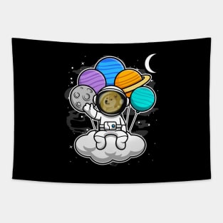 Astronaut Floating Dogecoin DOGE Coin To The Moon Crypto Token Cryptocurrency Blockchain Wallet Birthday Gift For Men Women Kids Tapestry