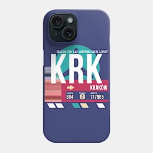 Krakow, Poland (KRK) Airport Code Baggage Tag E Phone Case