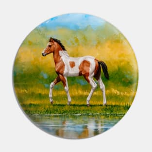 Cute Bay Pinto Foal Horse Pin