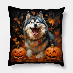 Alaskan Malamute Halloween Pillow