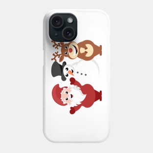 Santa Claus, snowman and red nosed reindeer Phone Case