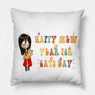 Happy Mew Year for Cats Day 2023 Pillow