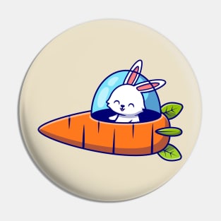 Cute Rabbit Driving Carrot Spaceship Pin