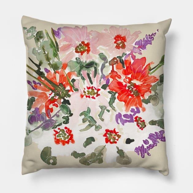 watercolor floral arrangement 2020 design Pillow by Earthy Planty