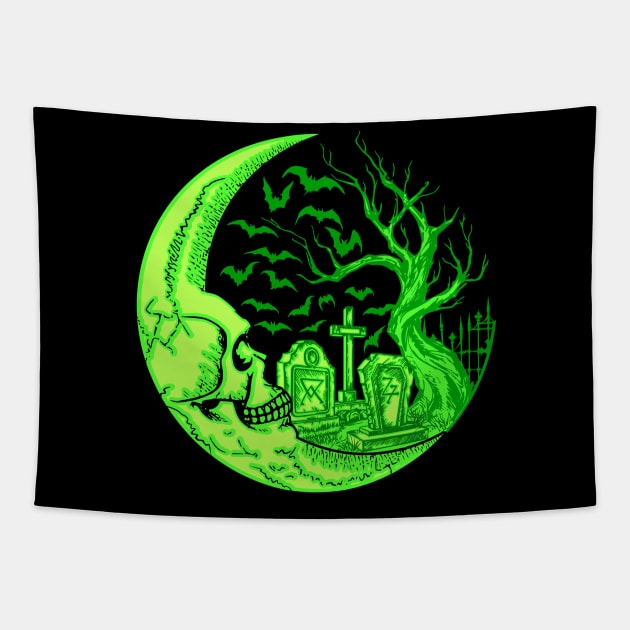 Cemetery Moon in Green Tapestry by RavenWake