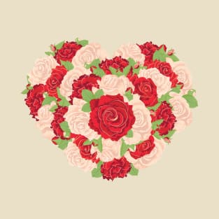 Red white roses heart T-Shirt