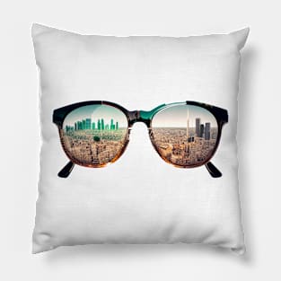 City landscape glasses Pillow