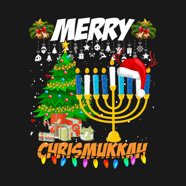 Merry Chrismukkah Shirt Christmas Hanukkah Chanukiah Gift T-Shirt by Jhon Towel