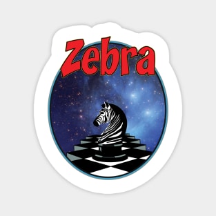 Chess Zebra Knight Surreal Space Art for Strategy Players Magnet
