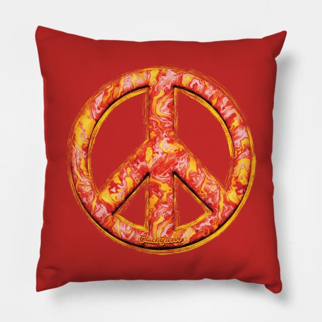 Peace Baby! Fire Swirl Pillow by Chuck Groove
