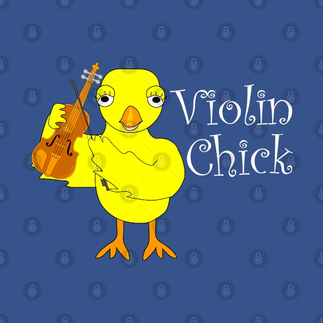 Violin Chick White Text by Barthol Graphics