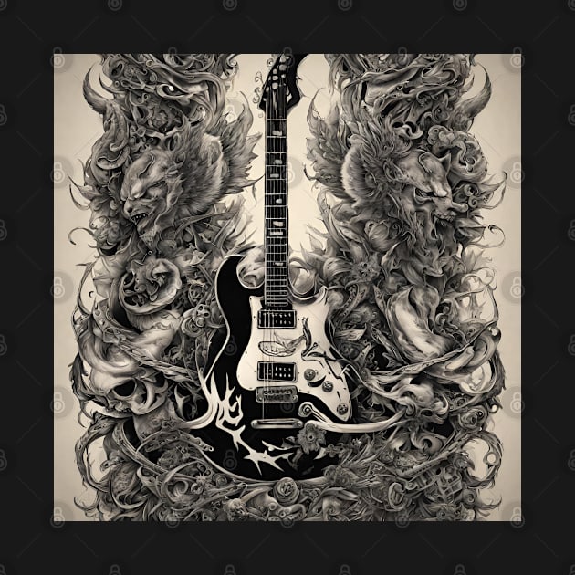 Guitar Smoke Tattoo Art by Abeer Ahmad