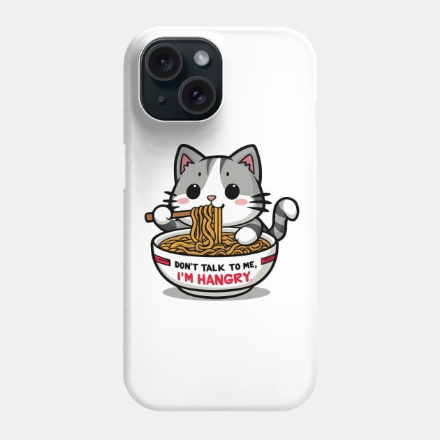 Hangry Cat Noodle Bowl Tee - Cute Foodie Cat Lover Shirt Phone Case by DefineWear