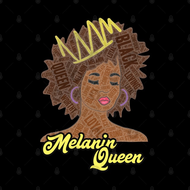 Melanin Queen Words in Afro Hair by blackartmattersshop