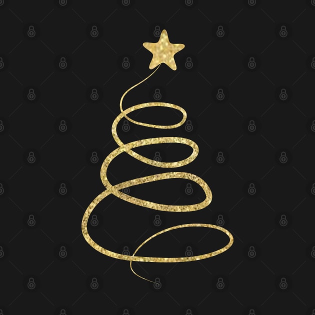 Minimalistic Gold Faux Glitter Star Christmas Tree by Felicity-K