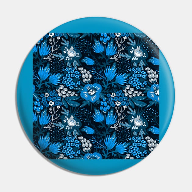 blue floral Pin by PREMIUMSHOP