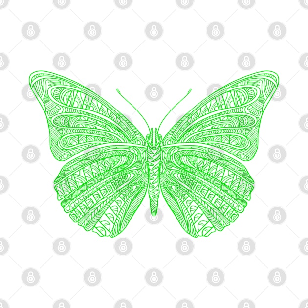 Butterfly design created using line art - green version by DaveDanchuk