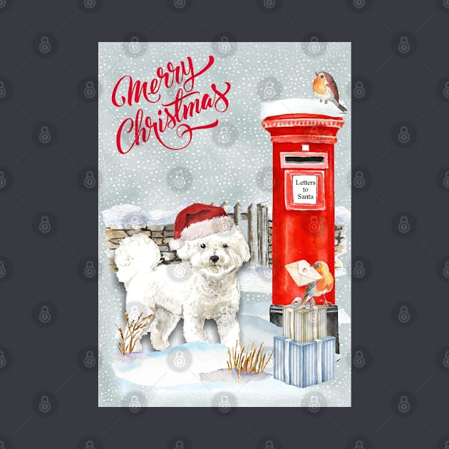 Bichon Frise Merry Christmas Santa Dog by Puppy Eyes