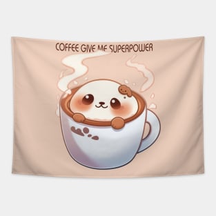 Cute Coffee give me superpower for dog lovers Tapestry