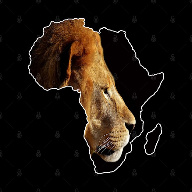 Africa Outline Lion Face Artwork Design by SpaceManSpaceLand