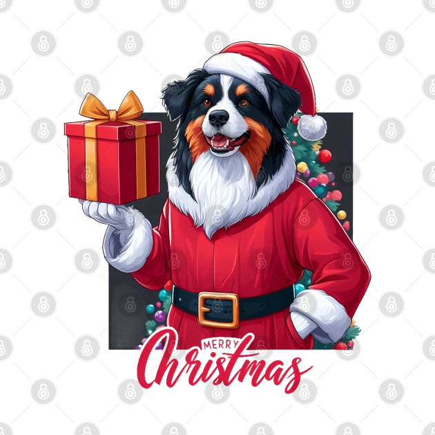 Christmas Black Tri Aussie by BukovskyART