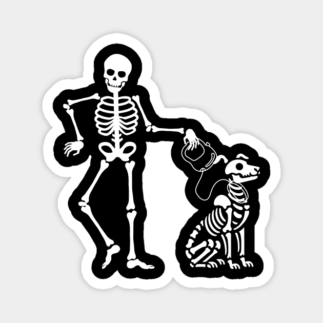 Skeleton Dog Walker Pet Sitter Halloween Magnet by The WYLD Tribe