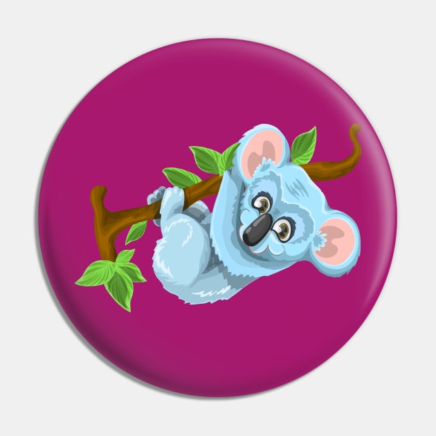 Blue Koala Cartoon Pin by PatrioTEEism