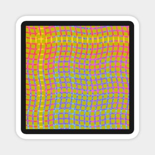 Wavy Plaid Rainbow on Yellow Green Repeat 5748 Magnet