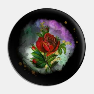 Roses Lily Of The Valley Watercolor Floral Pin