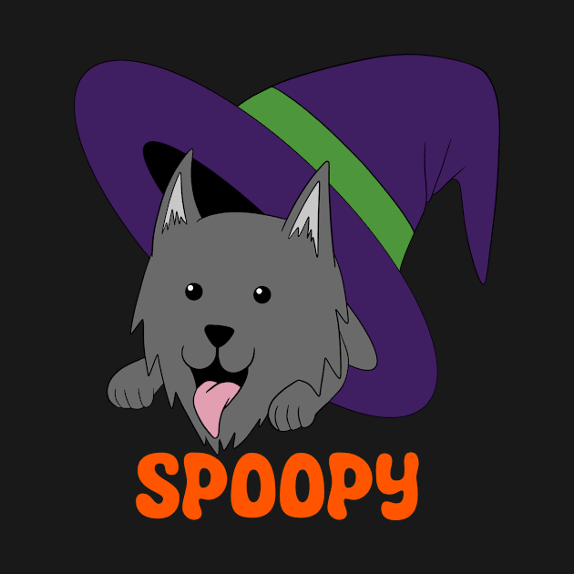 Spoopy Wolf in Witch’s Hat - Gray by RA Art