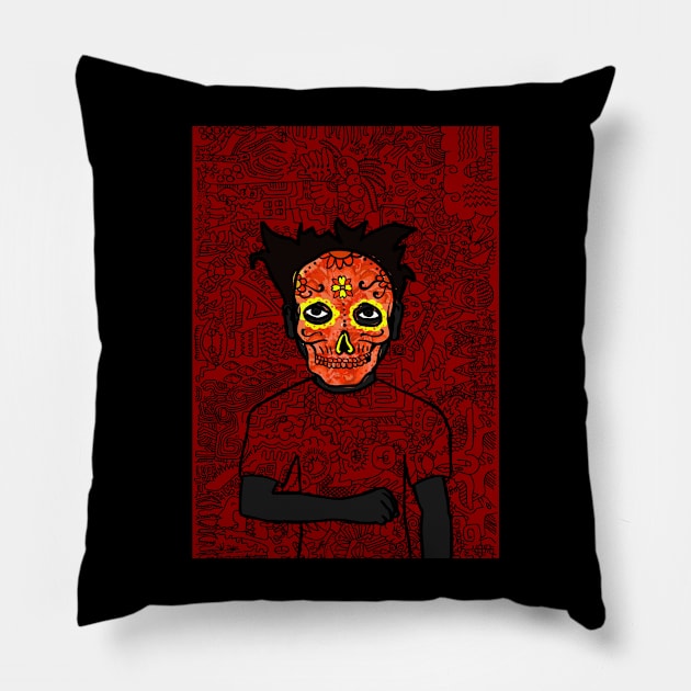 Unique MaleMask NFT with MexicanEye Color and GrayItem Pillow by Hashed Art