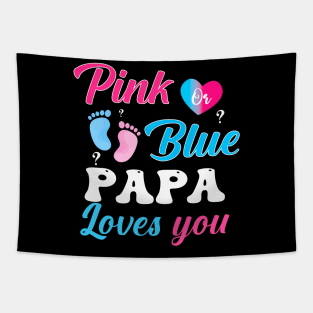 Pink Blue Papa Love You Gender Reveal Tapestry