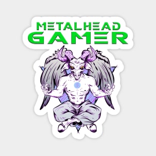 Metalhead Gamer Baphomet Meditate Green Magnet