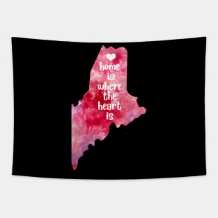 Maine Usa Map Watercolor Watercolour Home is where your heart is Tapestry