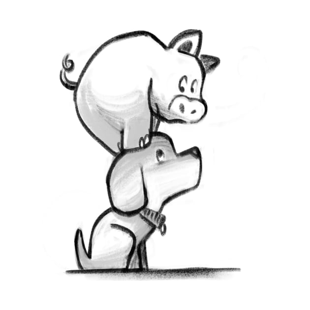 Pig and pup by Jason's Doodles