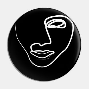 Face Line Art White Pin