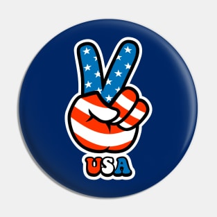 July 4th Peace Sign Freedom Fingers made of American USA Flag Symbol Pin