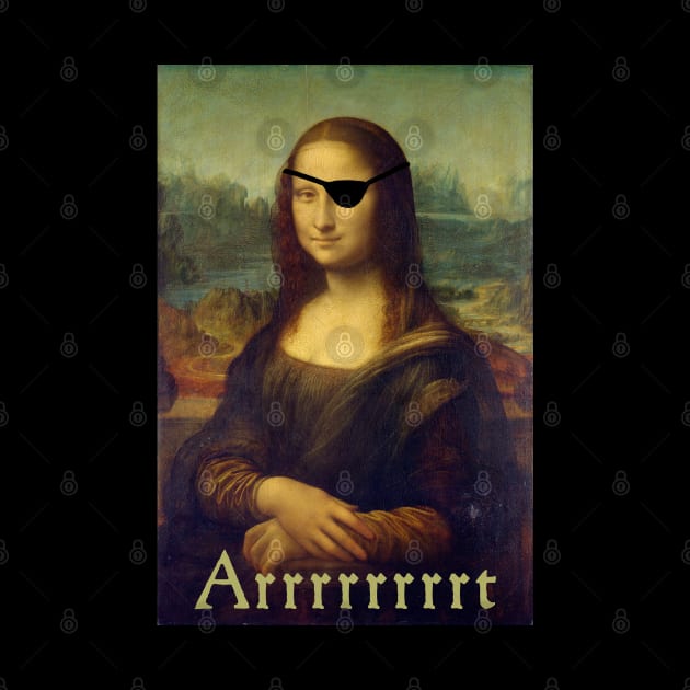 Mona Lisa, Funny Art Pirate T-Shirt by ahadden