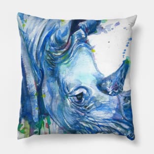 RHINOCEROS watercolor portrait Pillow