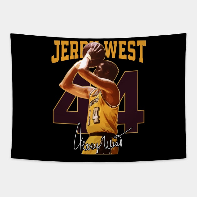 Jerry West Mr Clutch Basketball Legend Signature Vintage Retro 80s 90s Bootleg Rap Style Tapestry by CarDE